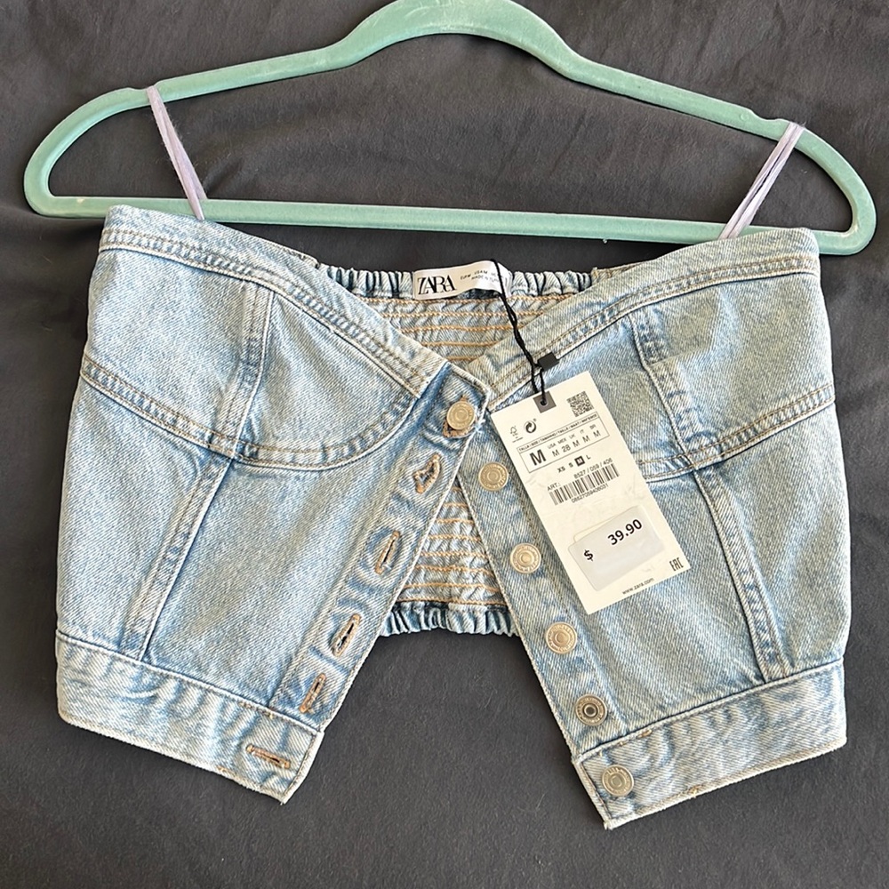 Zara Denim crop top jeans size M NEW
